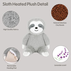 Finebee Sloth Heated Stuffed Animals, Microwavable Stuffed Animals for Cramps & Pain, Lavender Scented Weighted Sloth Plush Gift for Kids and Adults