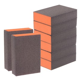 sourcing map 8pcs Sanding Sponge Blocks #220 (800-1000 Grits) Wet/Dry Hand Sanding Sponges, 100x70x25mm Foam Sanding Block Pad for Polishing Kitchen Metal Wood Drywall Furniture, Brown&Orange