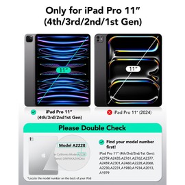 ESR ESR for iPad Pro 11 Inch Case (2022/2021/2020/2018, 4th/3rd/2nd/1st Generation) with Pencil Holder, Removable Magnetic Cover, Vertical Stand, Rebound 360 Series, Black