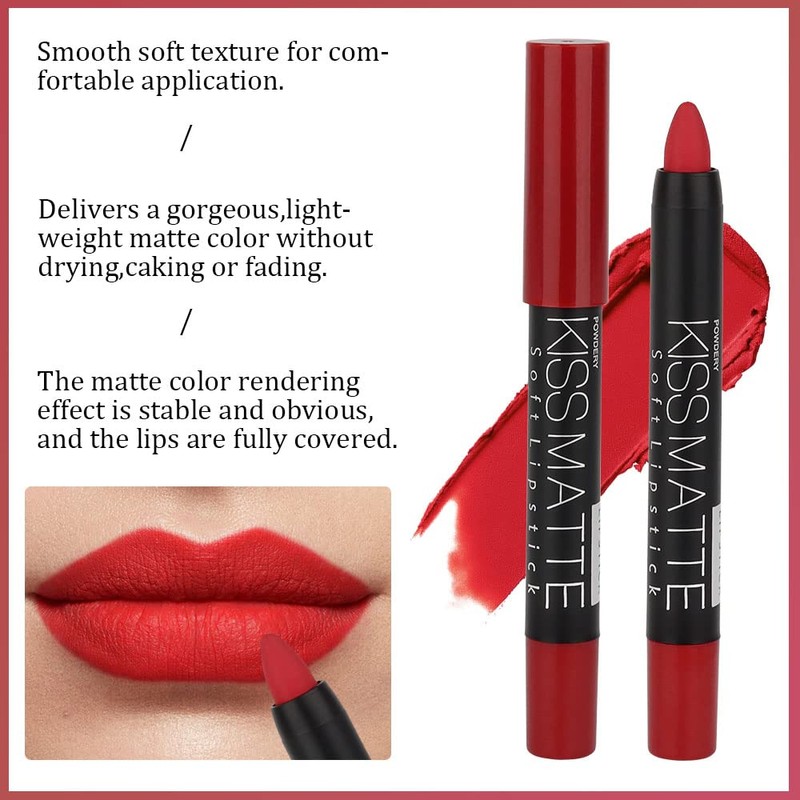 evpct 3Pcs Dark Red Lip Liner Pencil Set, Deep Ruby