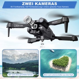 ele ELEOPTION Drone with Camera 4K HD 150° Adjustable Remote Control Drone Intelligent Obstacle Avoidance, Follow Mode Adjustable Lens Foldable RC Quadcopter USB charge Black