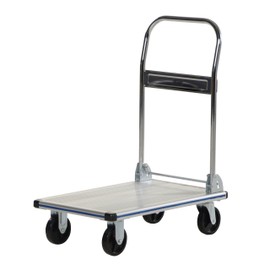 Vestil AFT-30-NM Aluminum Folding Platform Truck with Single Handle and 4" Non-Marking Polyurethane Casters, 400 lbs Capacity, 30" Length x 18-1/2" Width x 6-5/16" Height