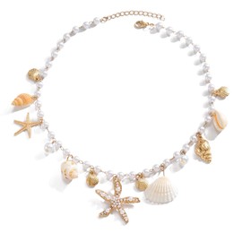 MLLISDGGET Unisex Seashell Accessories for Vacation, Adjustable Layered Beach Jewelry, Mermaid-inspired Conch and Starfish Pendant, Y2K Surfside Charm Chains,Tropical Kawaii Shell Necklace.