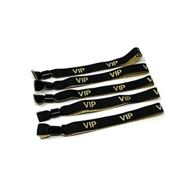 Twist4 VIP Fabric Insert Bands VIP Fabric Bands Festival Bands Control Bands VIP Entrance Bands for New Year's Eve Party Festivals (100, Black/Gold)