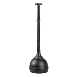 mDesign Plastic Toilet Plunger with Lift & Lock Cover Set, Compact Discreet Freestanding Storage Caddy Holder for Bathroom, Powder Room, Modern Design - Heavy Duty - Hyde Collection, Black