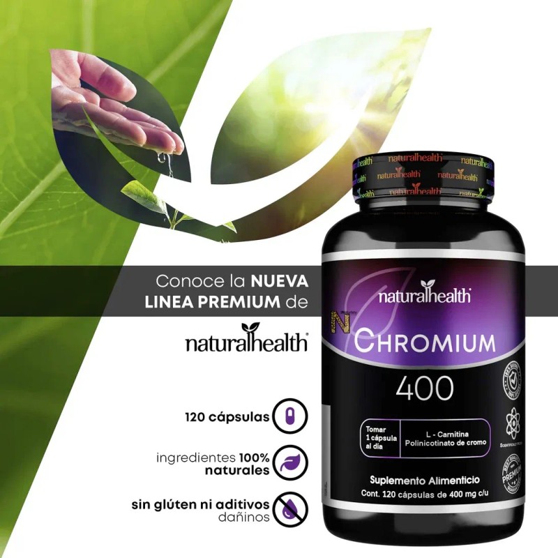 Suplemento Chromium 400 L-carnitina de 120 cpsulas Naturalhealth