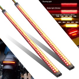 2Pcs 11.8" Motorcycle LED Tail Light Strips 90 LEDs Red Brake Tail Light Stop Tail Lihgt Amber Turn signal Light Multifunction Waterproof Flextible LED Strips for Motorcycle ATV. (11.8 inch)