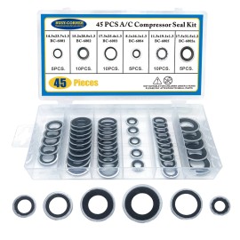 BUSY-CORNER A/C Compressor Seal Washer Kit 45 Pcs – Gasket Assortment for Leak-Free Conne...