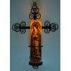 Trinity Cross Bronze Wall Sconce with Candle Safety Guard Ring