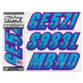 STIFFIE Techtron TT54 Boat PWC Letter Number Decal Registration SKY BLUE PURPLE