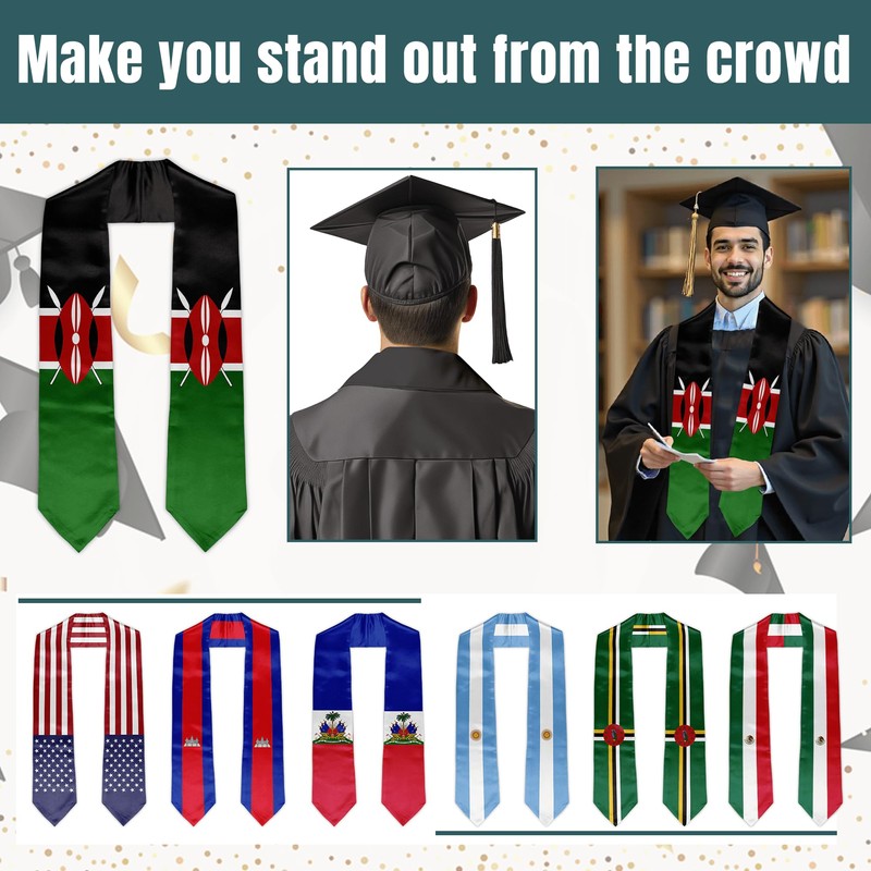 BMHHTM Kenya Flag Graduation Stole, Kenyan Flag Graduation Sash for