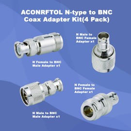 ACONRFTOL BNC to N Male Coaxial Adapter 4 Pieces BNC to N-type Adapter Kit N Type to BNC Male for WiFi Antenna FPV Drone SDR Antenna, BNC Female to N Female, BNC Male to N Male