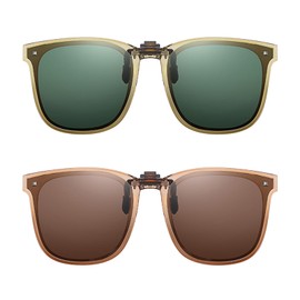 2 Pairs of Polarised Sunglasses Attachment Glasses with Box, Foldable Sunglasses Over Glasses Clip for Glasses Wearers Polarised Sunglasses for Clip-on Sunglasses Clip UV400 Protection
