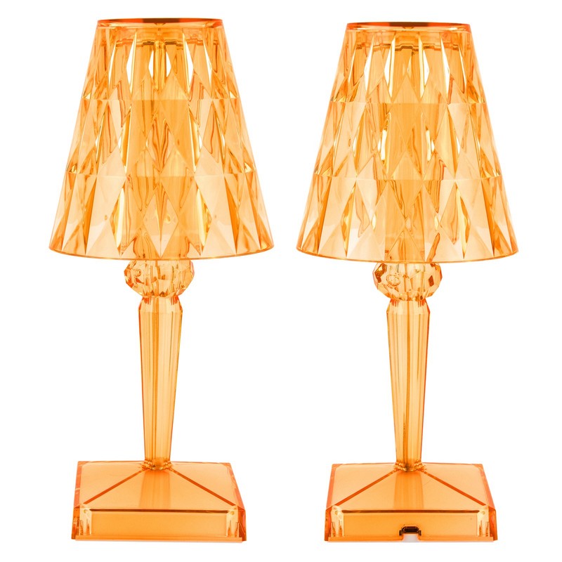 LED Crystal Table Lamp Transparent Prism Dimmable Desk Lamp USB
