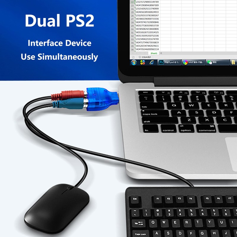 GELRHONR USB to PS2 Adapter，USB to Dual PS/2 Keyborad &