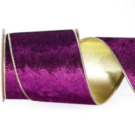 LaRibbons Purple Velvet Wired Ribbon, Luxury Christmas Ribbon for Gift Wrapping, Tree, Wreath Bows, Outdoor and Holiday Decor – 4 Inch x 10 Yards