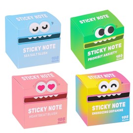Cute Monster Sticky Notes, Funny Pastel Animal Memo Pads, Self-Adhesive Cartoon Note Tabs for Office, School & Gifts - Random Color Creative to-Do List Notepad(4pcs)