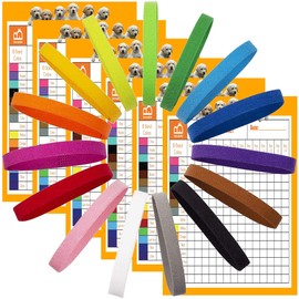 GAMUDA 15Pcs Newborn Puppy Collars, Super Soft Nylon Adjustable Whelping ID Bands, Assorted Colors Litter Identification Set with 6 Record Keeping Charts