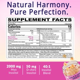 2 Pack Myo-Inositol & D-Chiro Inositol, Hormone Balance for Women | Sugar Free Inositol Gummies w/Omega 3, MTHF Folate, Vitamin D3, B12, Magnesium & Zinc for Ovarian Health, Ideal 40:1 Ratio, Vegan