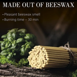 Danilovo Thin Taper Beeswax Candles - Honey-Scented, Decorative Candles Ideal for Birthday Decoration or Church Prayers - White Drip Free, Tall & Smokeless Pack of 50 pcs, 5.9 x 0.2 inch