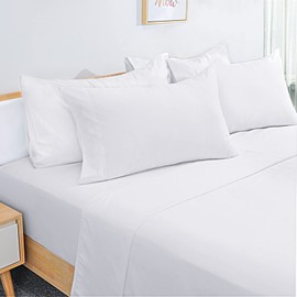 HOMEIDEAS 6 Pieces Lightweight Easy Care Microfiber Bed Sheets Set(Full, White), Super Soft & Fade Resistant, 15 inches Deep Pocket 1800 Thread Count Bedding
