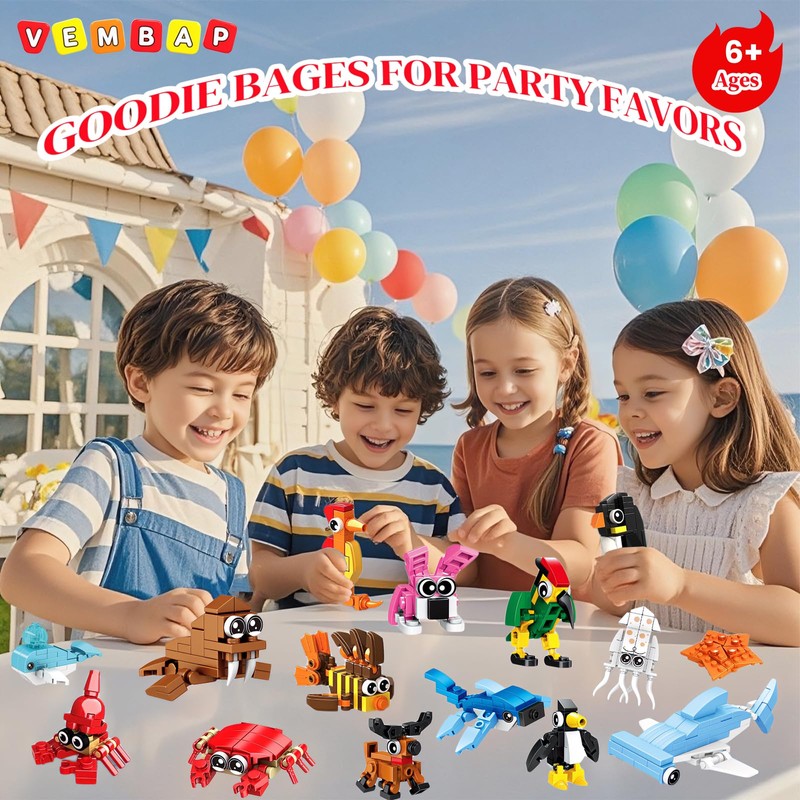 VEMBAP 34 Packs Party Favors for Kids, Ocean Animal Building