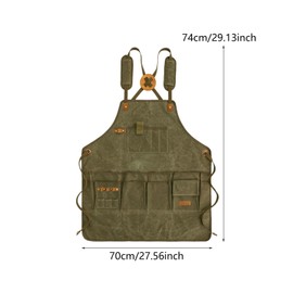 Milageto Work Apron Cross Back Adjustable Shoulder Straps Shop Kitchen Waterproof Tool Apron for Garage Gardener Technician Carpenter, Dark Green