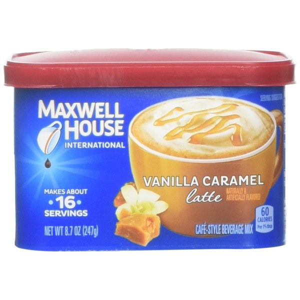 Maxwell House International Cafe Vanilla Caramel Latte Beverage Mix, 8.7 Ounce, Pack of 8