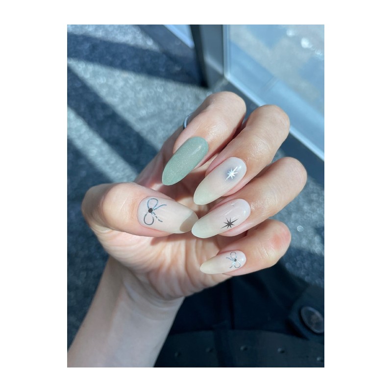 Gray Ribbon Gel Nail / 그레이리본 젤네일