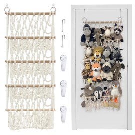 DOEGUAIY Stuffed Animal Storage Hammock or Net Large Boho Toy Hammock Net with 4 Layers for Stuffed Animals Hammock Corner Hanging Over Door Organizer for Small Stuffed Animal Net