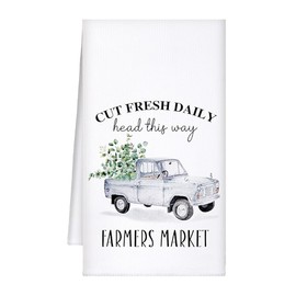 Namvo Eucalyptus Daisy Kitchen Towel Romantic Tea Towel Floral Leaf Design Quick Drying Highly Absorbent Tea Towel Set Soft Microfiber Cloth