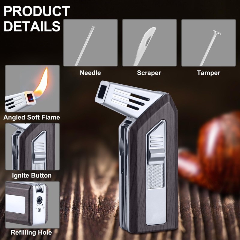 FLABOX 3 in 1 Lighter,Refillable Butane Lighter with 3 Clean
