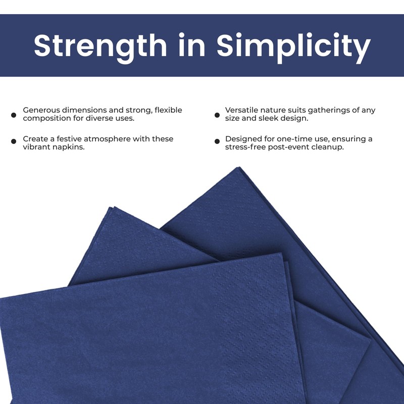 Navy Blue Napkins 100-4-Fold 2-ply 33 x 33cm Luncheon Napkins