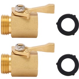 M MINGLE Heavy Duty Brass Garden Hose Shut Off Valve, 3/4 Inch, 2-Pack with 2 Hose Washers