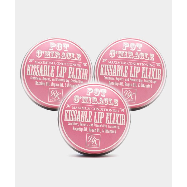 Ruby Kisses Pot O' Miracle Maximum Conditioning, Rosehip Oil, Argan Oil & Vitamin E (Kissable Lip Elixir, 3 Pack)