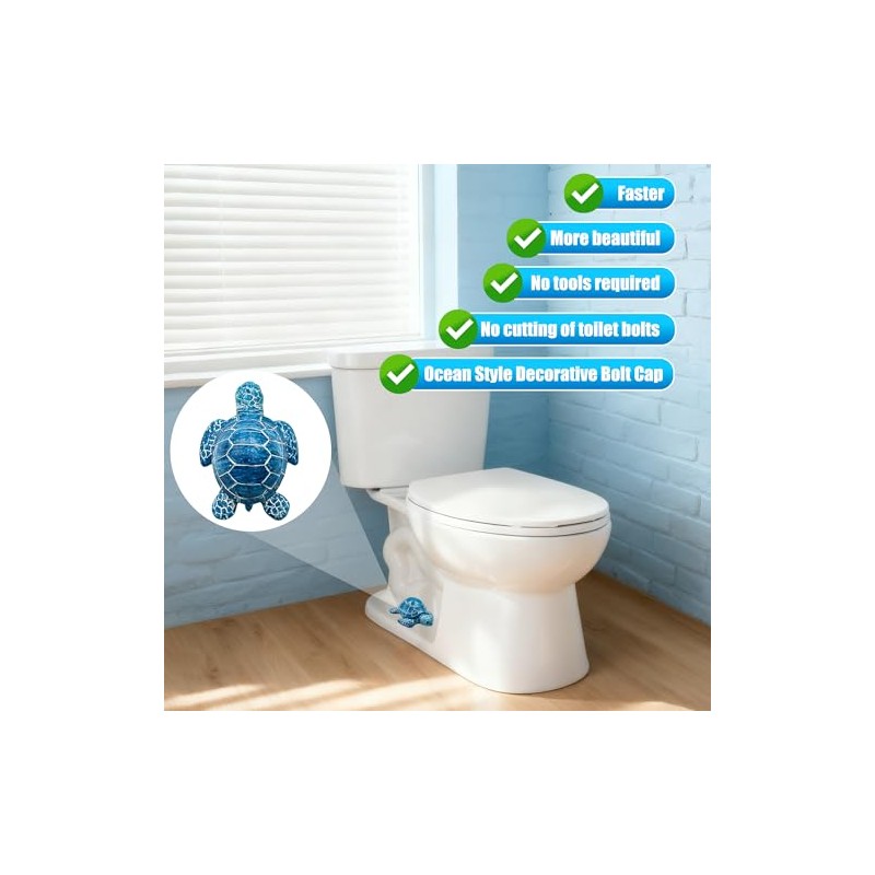2 Pcs Toilet Bolt Covers Decorative, Sea Turtles Toilet Bolt