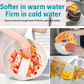 SmilePowo 5 Pack Scrub Sponge, Dual-Sided Temperature Controlled Kitchen Sponge for Dishes, Frog Bulk Sponges Household Cleaning Pads,Multi-Functional Premium Cleaning Sponges