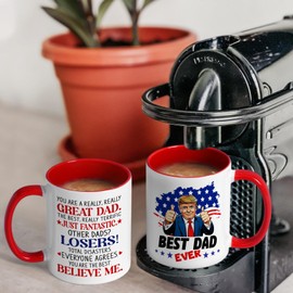 Cabtnca Dad Gifts, Fathers Day Christmas Birthday Gifts for Dad, Trump Best Dad Ever Mug, 11 Oz