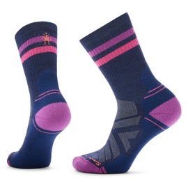 Smartwool Women's Light Cushion Tube Crew Striped Hiking Socks, DEEP Navy-Power PINK, S