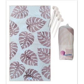 Lay N Stay Beach Blanket Towel Sand Free Absorbent, Quick-Dry, Extra Large for Adults & Kids, Ideal for Beach, Pool, Camping & Travel, with Securing Shell Sand Stakes (Tropical Island)