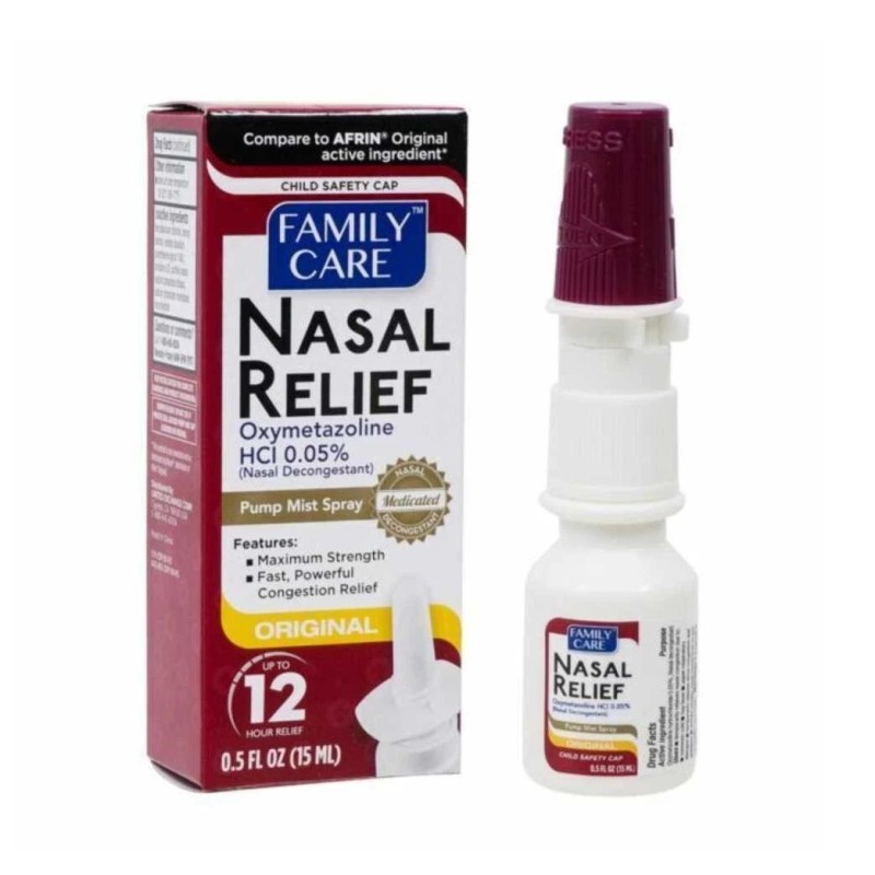 Family Care Nasal Relief 12 Hour Pump Mist Spray Oxymetazoline