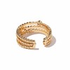Jewlure Gold Coloured Beaded Ring With Oval Cut Crystals, Size