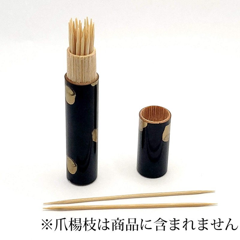 Japanese Bamboo Lacquered Toothpick Case (Portable), Gold Foil (1. Black)