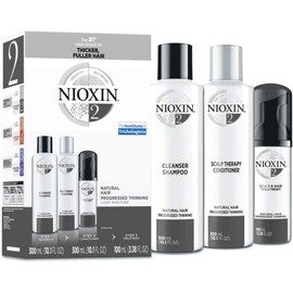 Nioxin Sistema #2 Kit de 3 pasos Anticaída, Cabello Natural (shamp 300 ml + acond 300 ml + tratam 100 ml)
