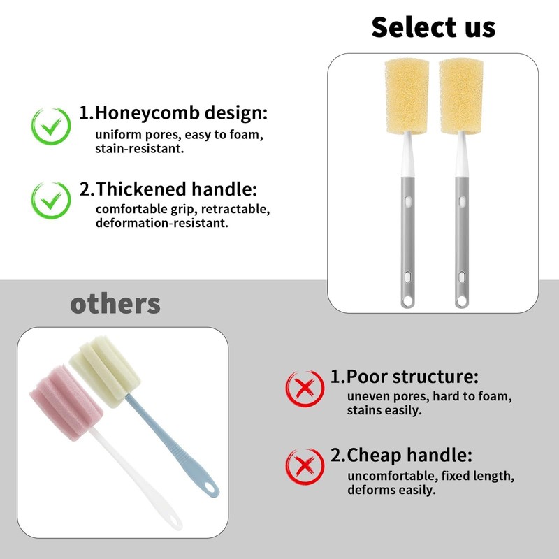 jwtyu Flaschenbürste Schwamm 2 Stück Flaschenschwamm Reinigungsbürste Pinsellänge 29 Bis