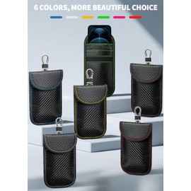 Coorattyes Coorattyes 2024 Faraday Bag Key Protector, 2 Pack Signal Blocking RFID Key Fob Protector Pouch, Anti-Theft Car Security Cage (Red+Yellow, Small)