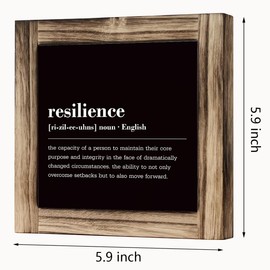 Resilience Definition Sign, Inspirational Decor, Rustic Wooden Tabletop Decor Sign, Motivational Home Office Decor, Farmhouse Wooden Box Signs, Classroom Decor, Positive Home Decor for Bedroom