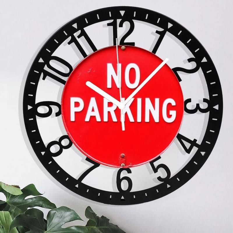 25cm Retro Iron Round Wall Clock with Elegant Hands Clear