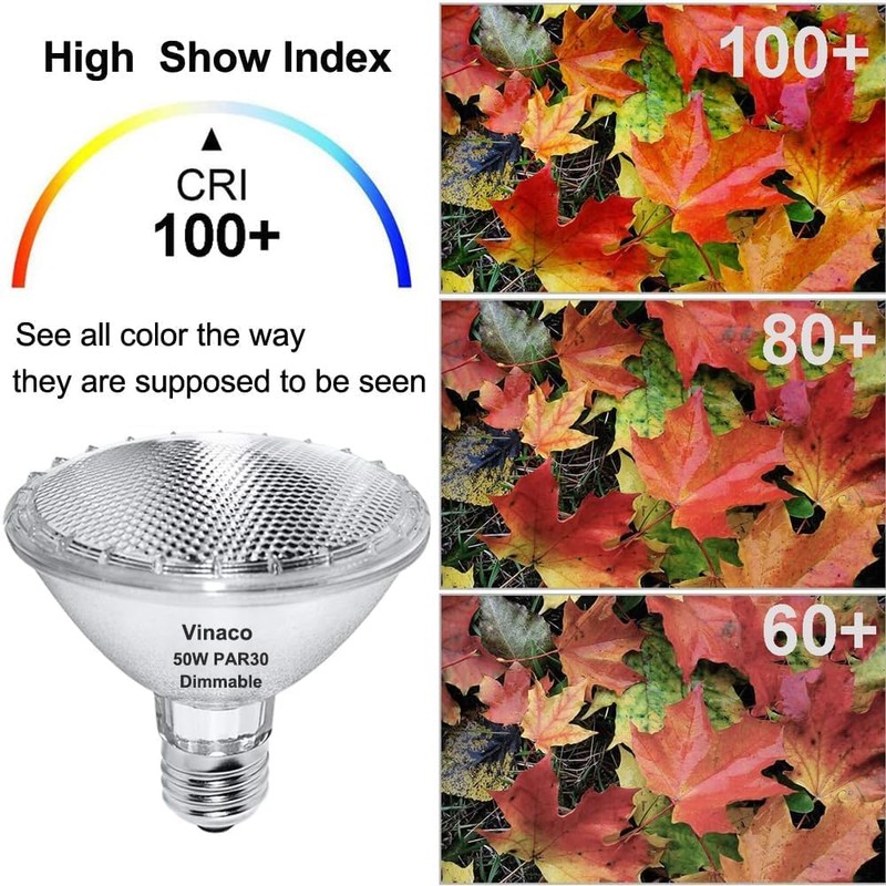 Vinaco PAR30 Halogen Bulb 50W 120V E26 Base, 6 Pack