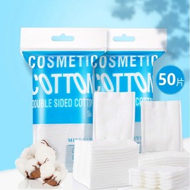 Miyue Leni Thick Pure Cotton Pads, 50-Count for Skin Packs & Makeup Removal (Free Size) Purchase 15ea